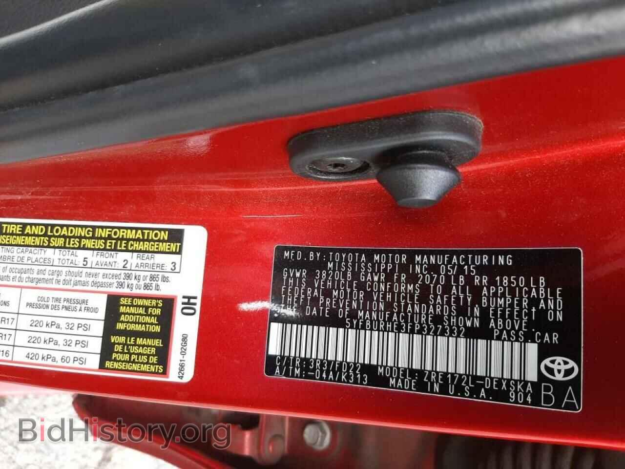 2015 TOYOTA COROLLA - VIN: 5YFBURHE3FP327332 - Фото 10