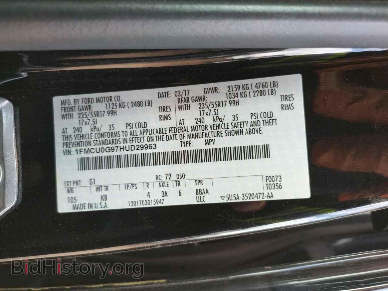 2017 FORD ESCAPE - VIN: 1FMCU0G97HUD29963 - Photo 12
