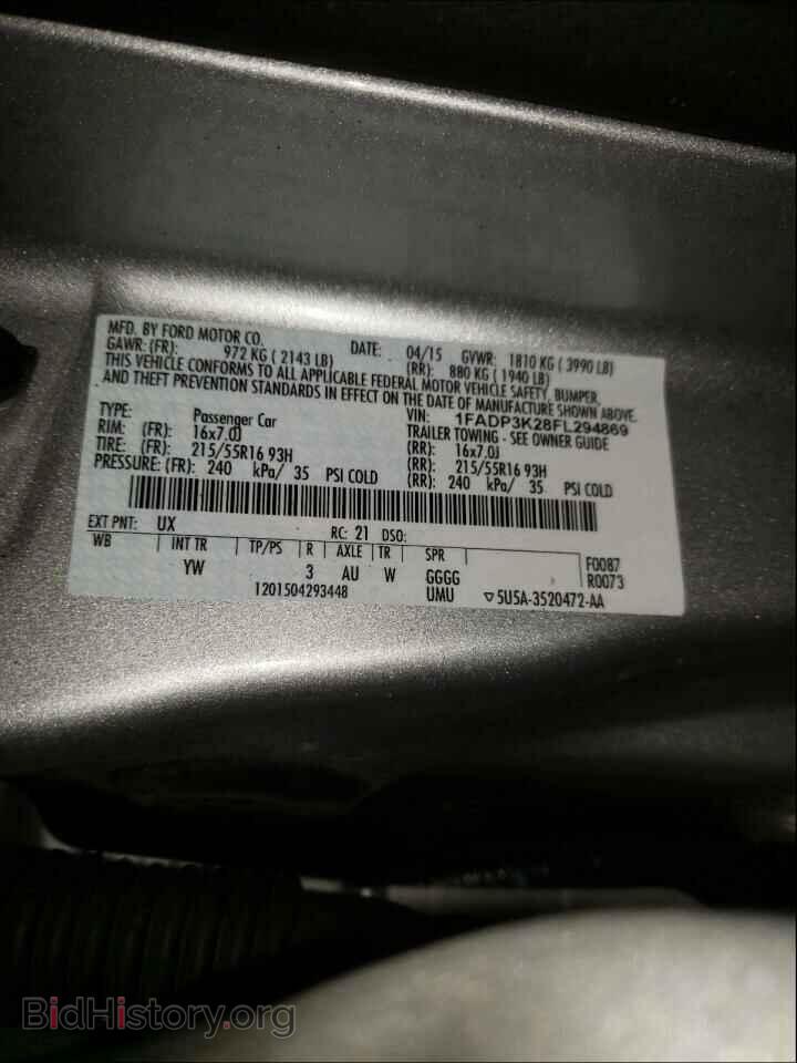 2015 FORD FOCUS - VIN: 1FADP3K28FL294869 - Фото 10