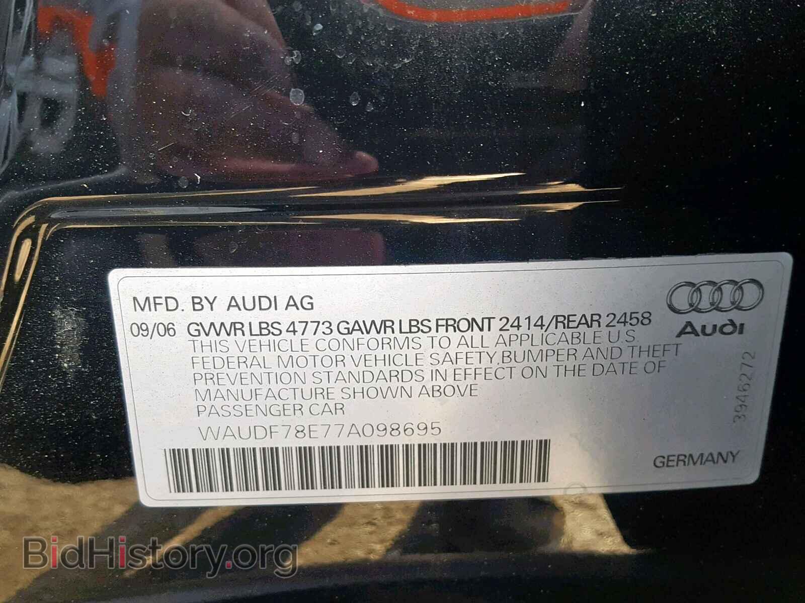 2007 AUDI A4 - VIN: WAUDF78E77A098695 - Фото 10