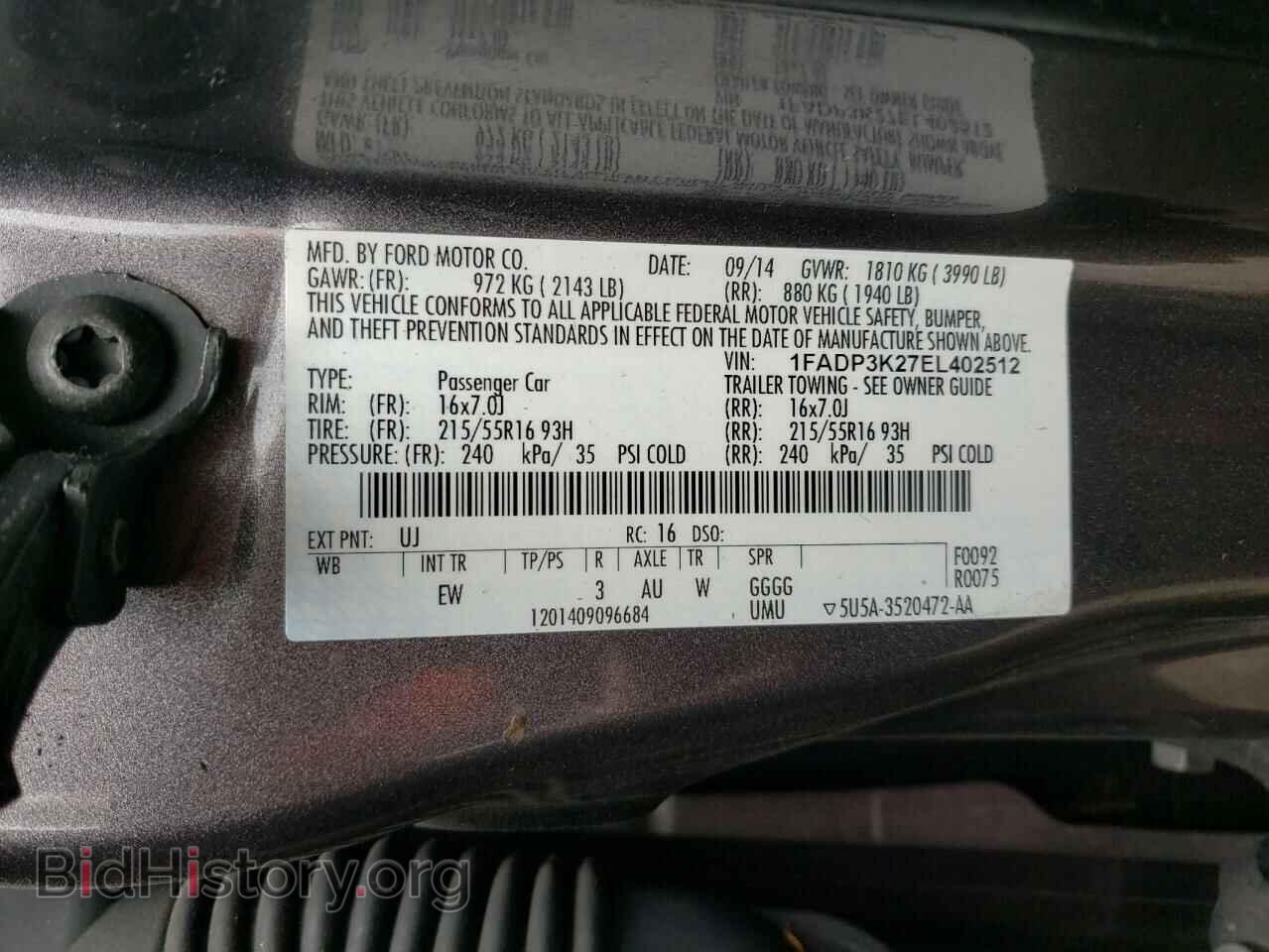 2014 FORD FOCUS - VIN: 1FADP3K27EL402512 - Фото 12