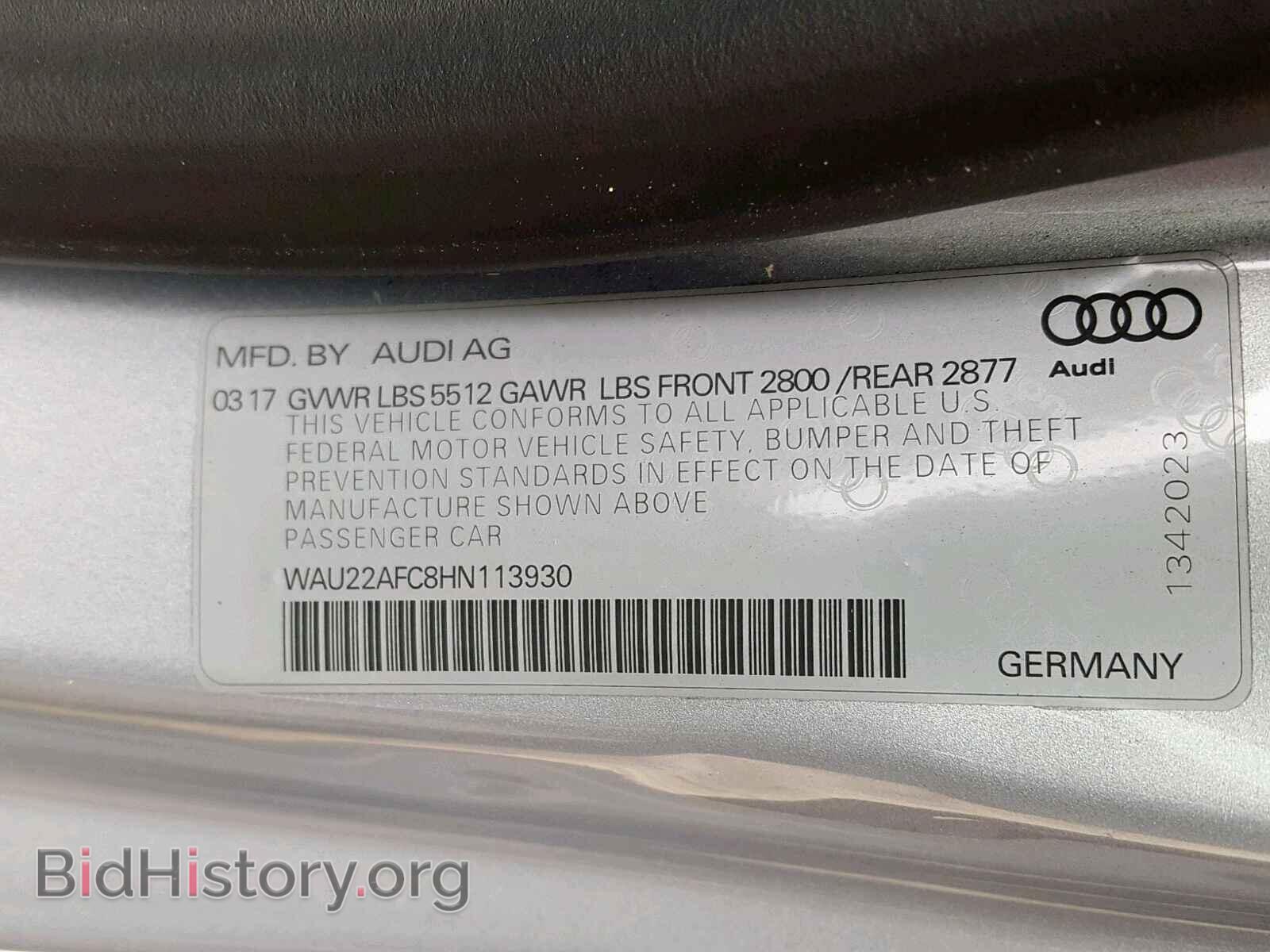 2017 AUDI A7 - VIN: WAU22AFC8HN113930 - Фото 10