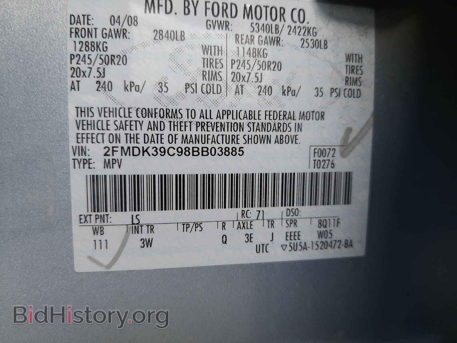 2008 FORD EDGE - VIN: 2FMDK39C98BB03885 - Photo 10