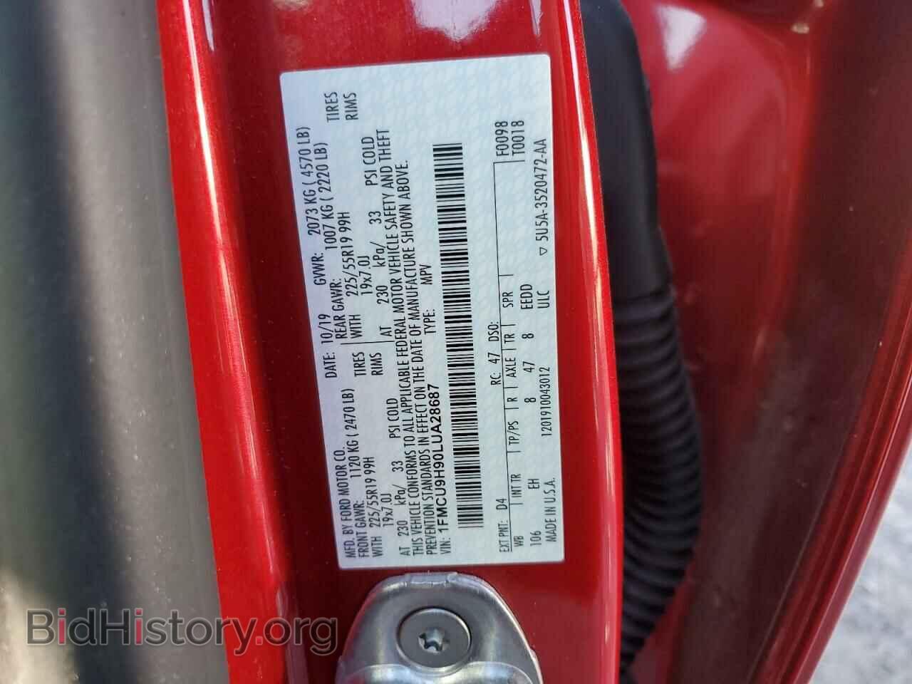 2020 FORD ESCAPE - VIN: 1FMCU9H90LUA28687 - Photo 12