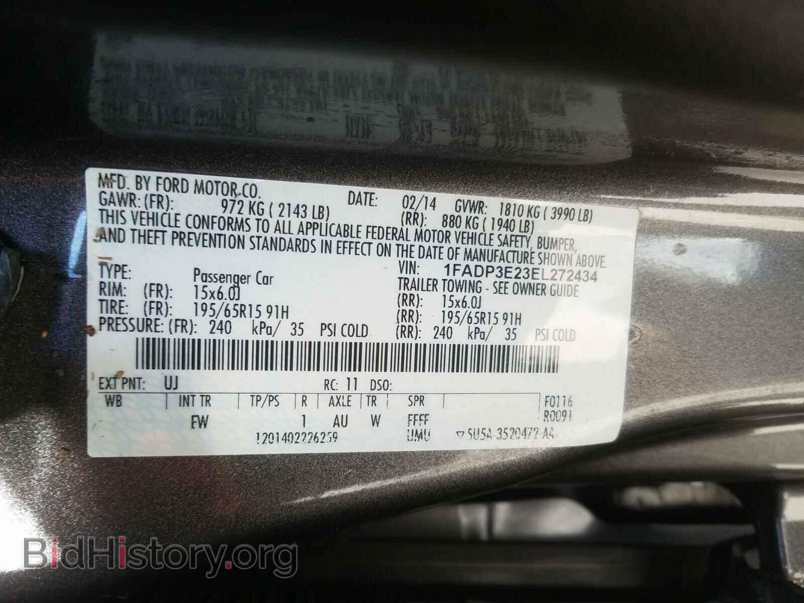 2014 FORD FOCUS - VIN: 1FADP3E23EL272434 - Фото 10