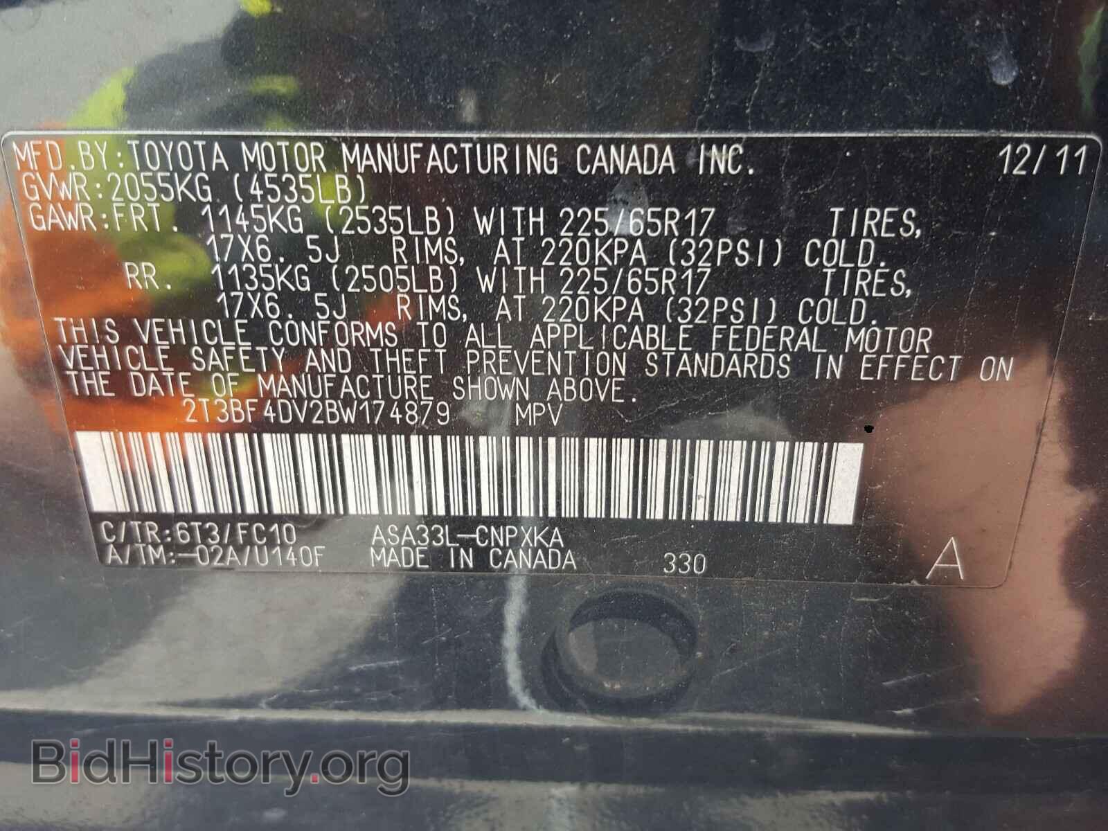 2011 TOYOTA RAV4 - VIN: 2T3BF4DV2BW174879 - Photo 10