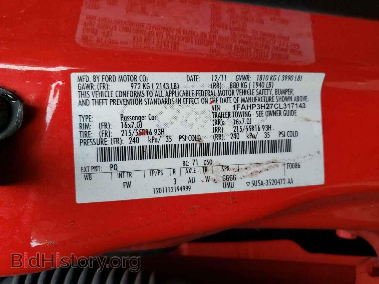2012 FORD FOCUS - VIN: 1FAHP3H27CL317143 - Фото 13