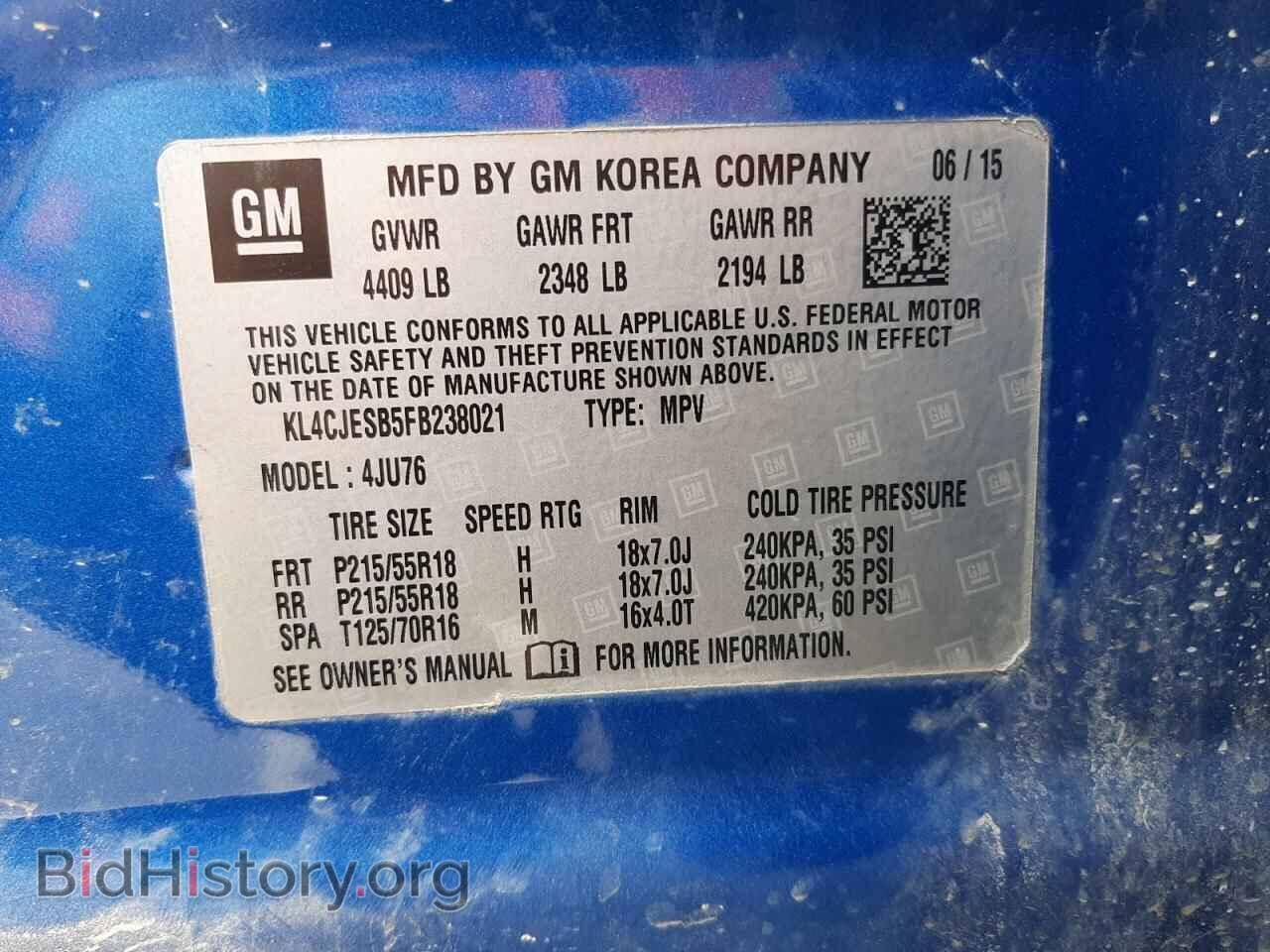 2015 BUICK ENCORE - VIN: KL4CJESB5FB238021 - Photo 10