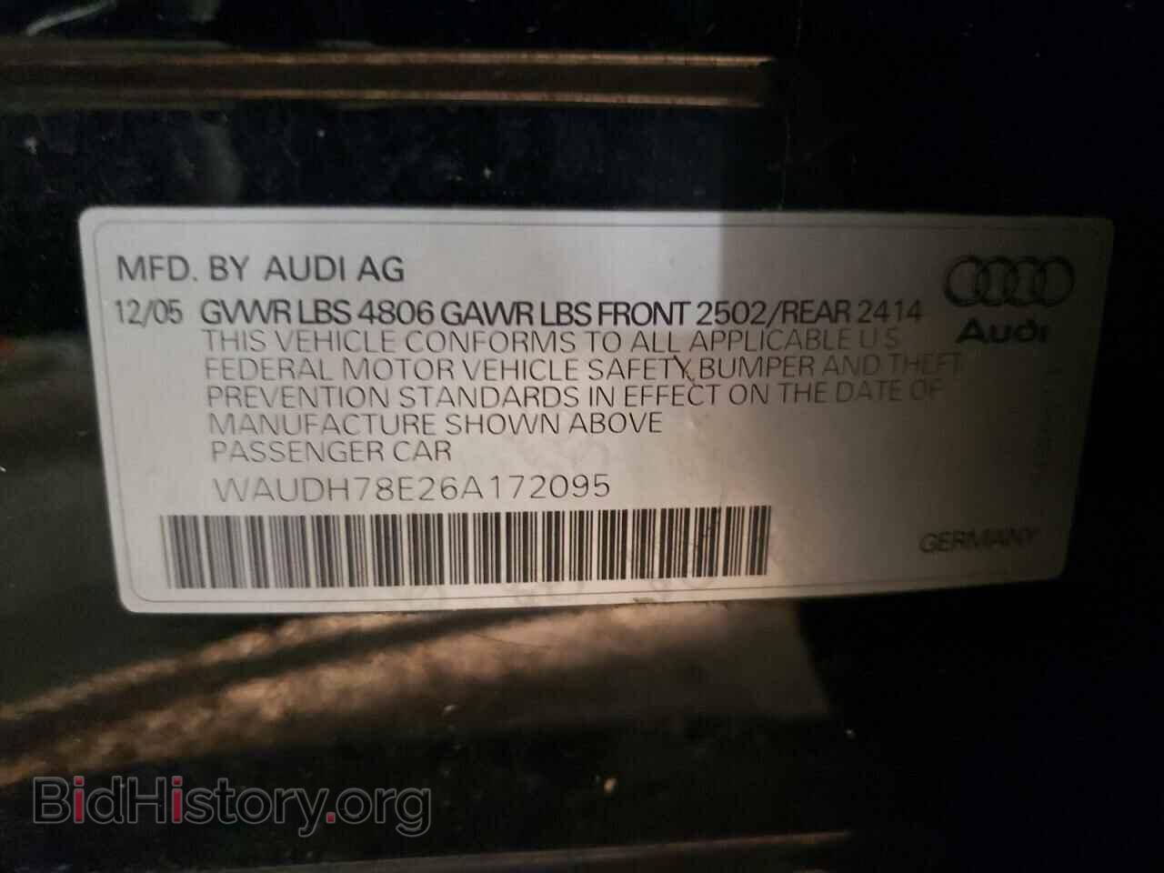 2006 AUDI A4 - VIN: WAUDH78E26A172095 - Фото 12