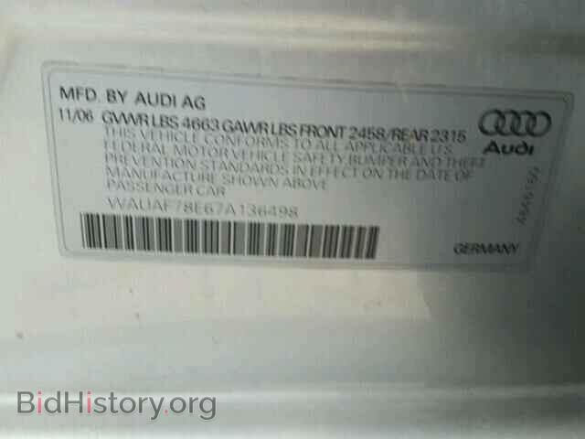 2007 AUDI A4 - VIN: WAUAF78E67A136498 - Фото 10