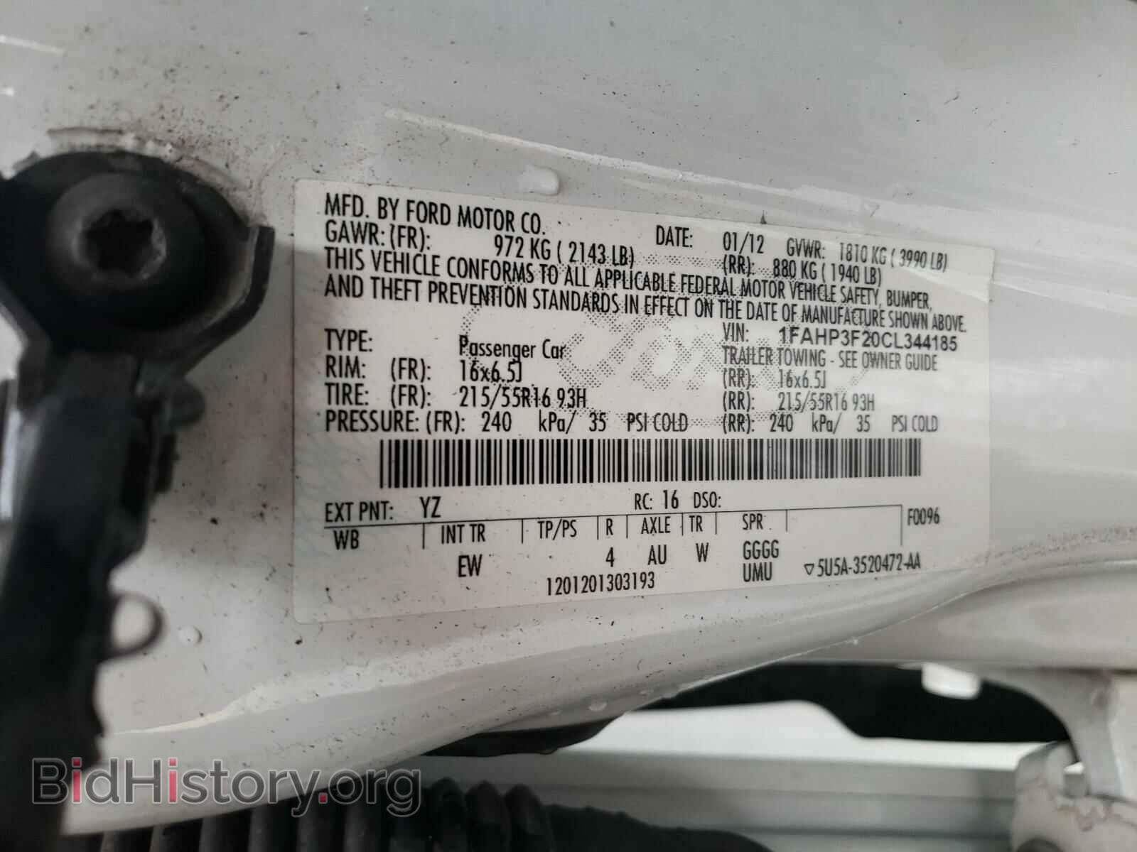 2012 FORD FOCUS - VIN: 1FAHP3F20CL344185 - Фото 10