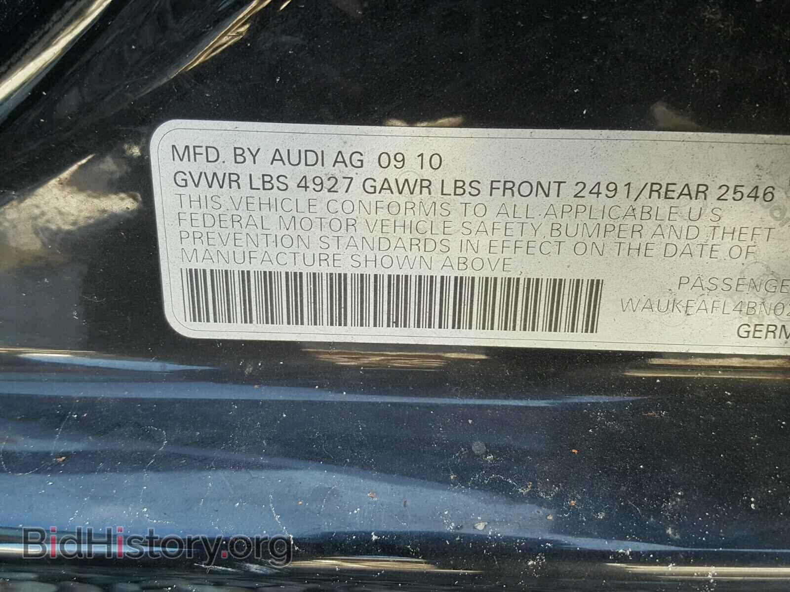 2011 AUDI A4 - VIN: WAUKFAFL4BN022911 - Фото 10