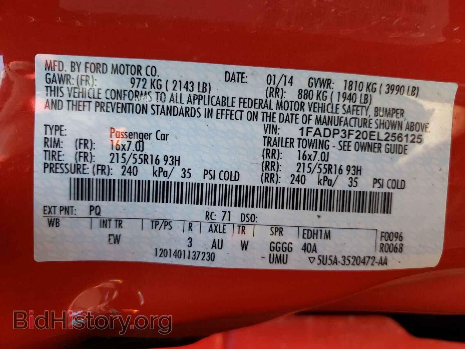 2014 FORD FOCUS - VIN: 1FADP3F20EL256125 - Фото 10