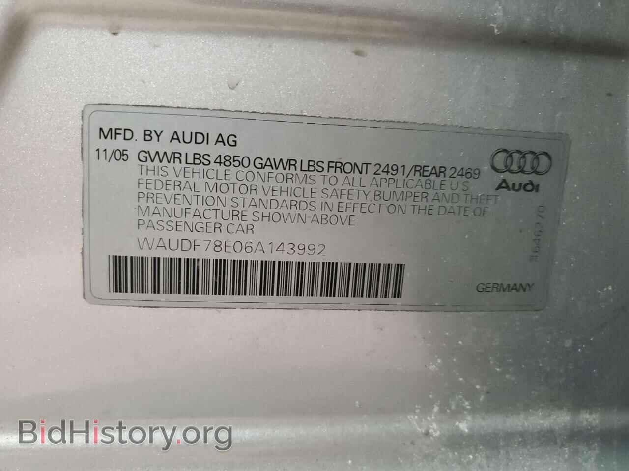 2006 AUDI A4 - VIN: WAUDF78E06A143992 - Фото 12