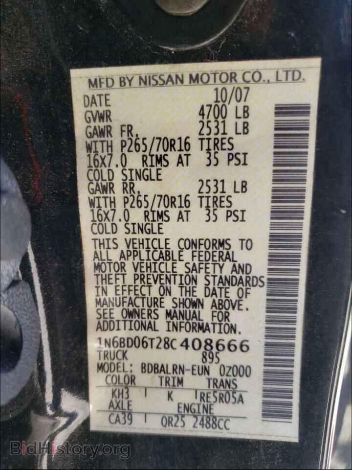 2008 NISSAN FRONTIER - VIN: 1N6BD06T28C408666 - Фото 10