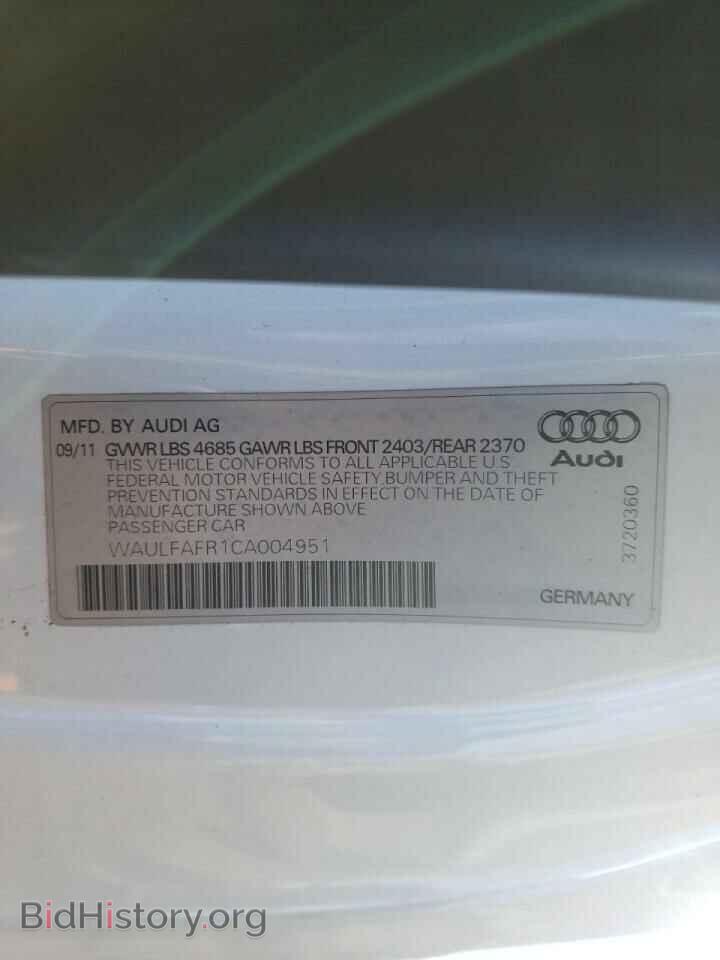 2012 AUDI A5 - VIN: WAULFAFR1CA004951 - Photo 10