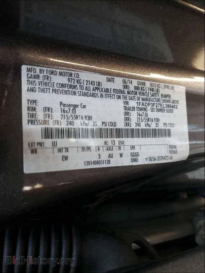 2014 FORD FOCUS - VIN: 1FADP3F27EL386452 - Фото 10
