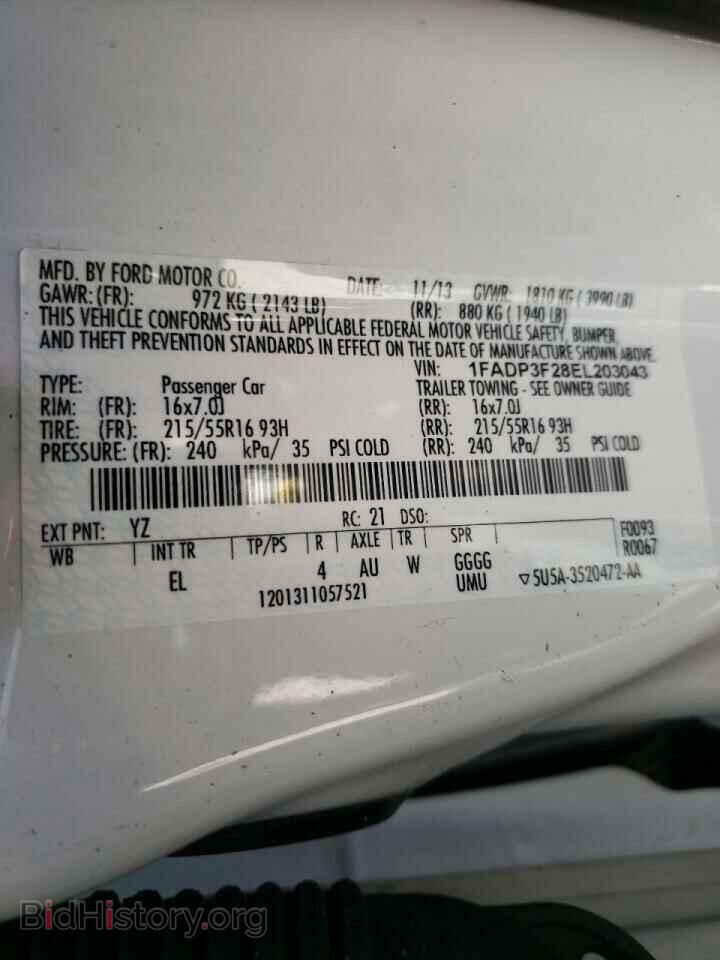 2014 FORD FOCUS - VIN: 1FADP3F28EL203043 - Фото 10