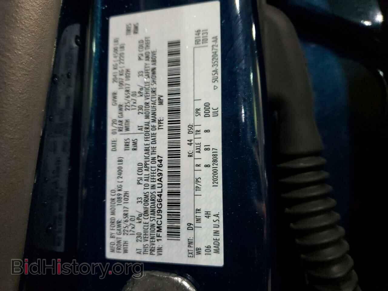 2020 FORD ESCAPE - VIN: 1FMCU9G64LUA97647 - Фото 14