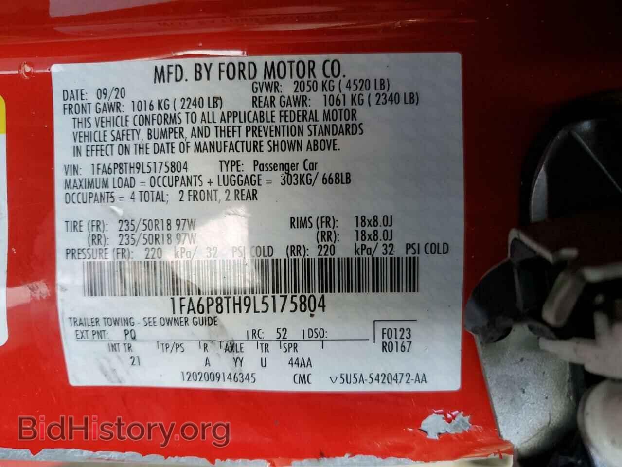 2020 FORD ALL Models - VIN: 1FA6P8TH9L5175804 - Фото 12