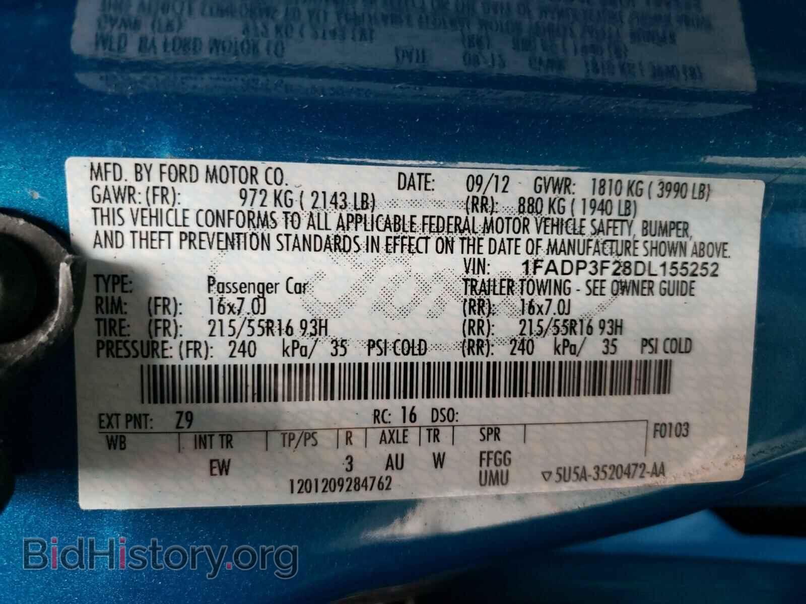 2013 FORD FOCUS - VIN: 1FADP3F28DL155252 - Фото 10