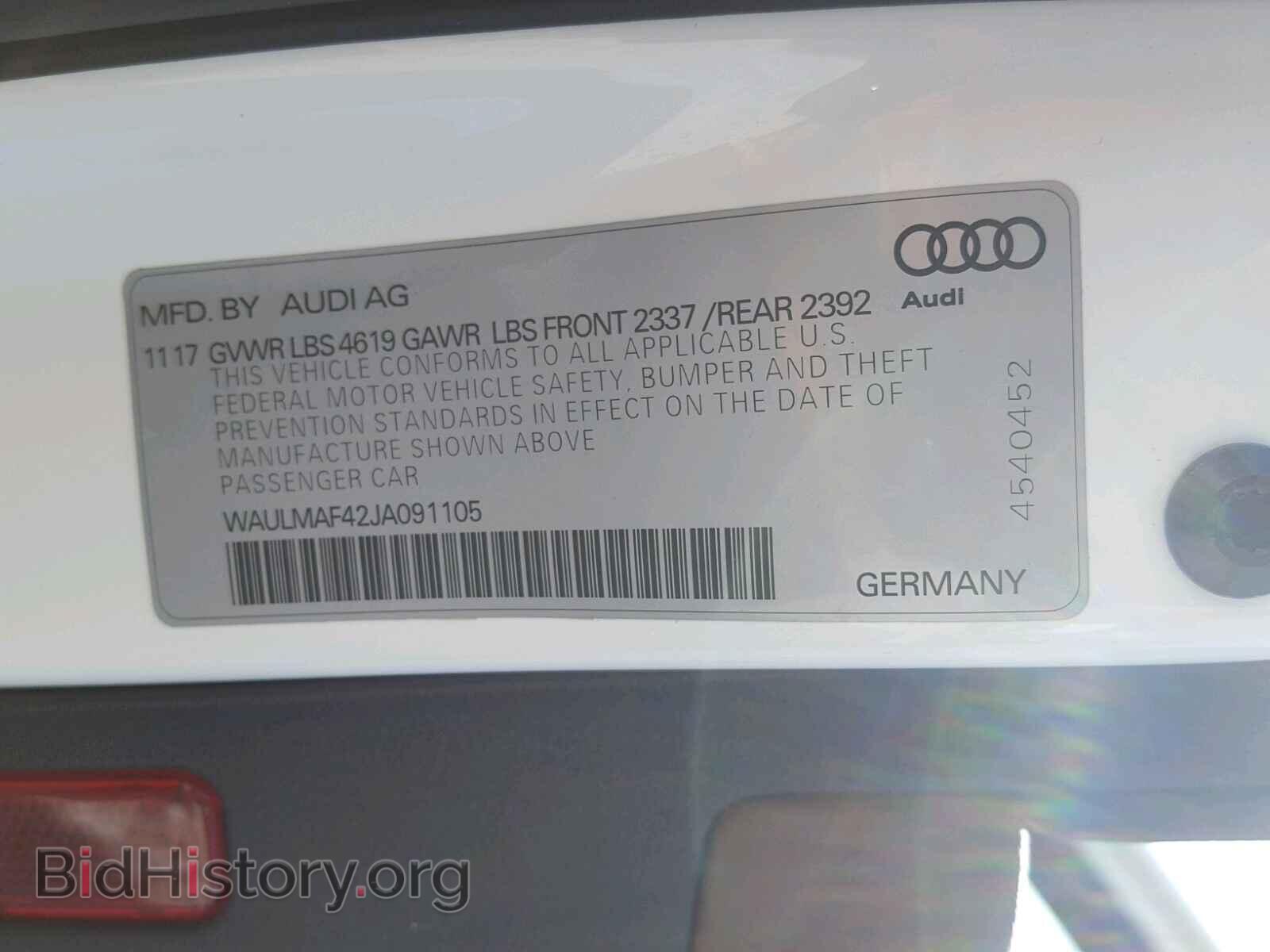 2018 AUDI A4 - VIN: WAULMAF42JA091105 - Фото 10