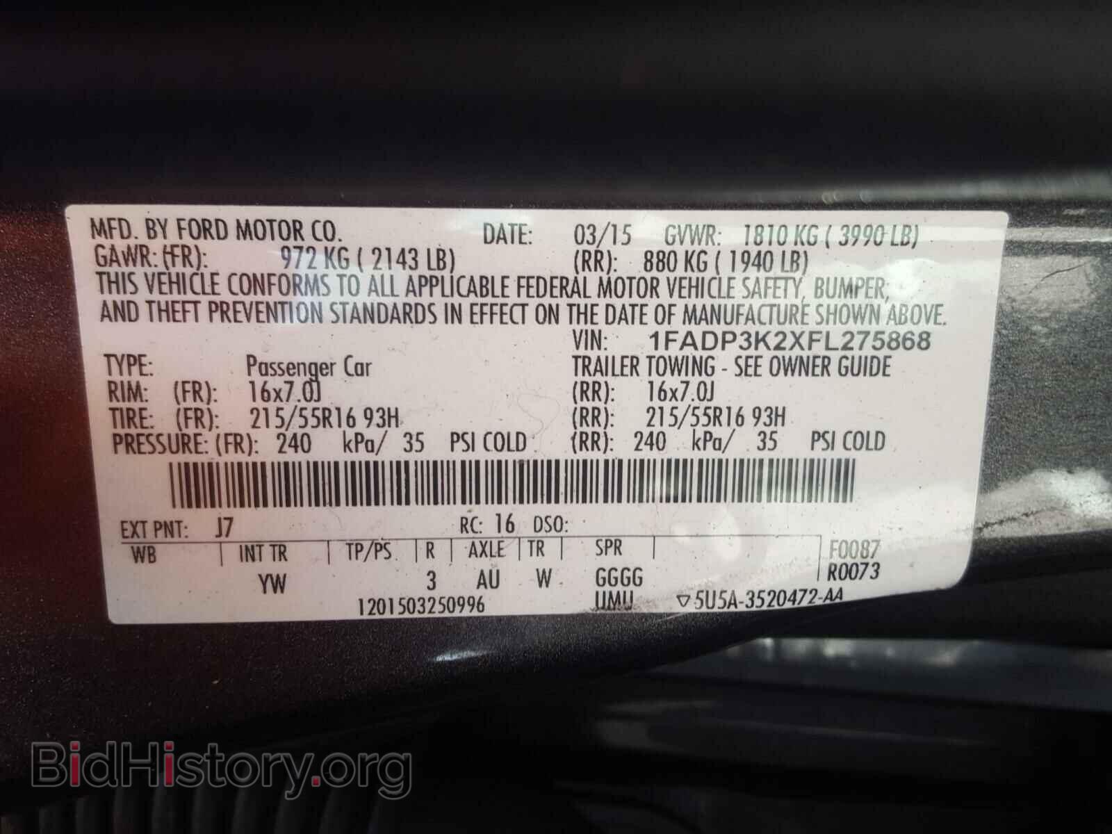 2015 FORD FOCUS - VIN: 1FADP3K2XFL275868 - Photo 10