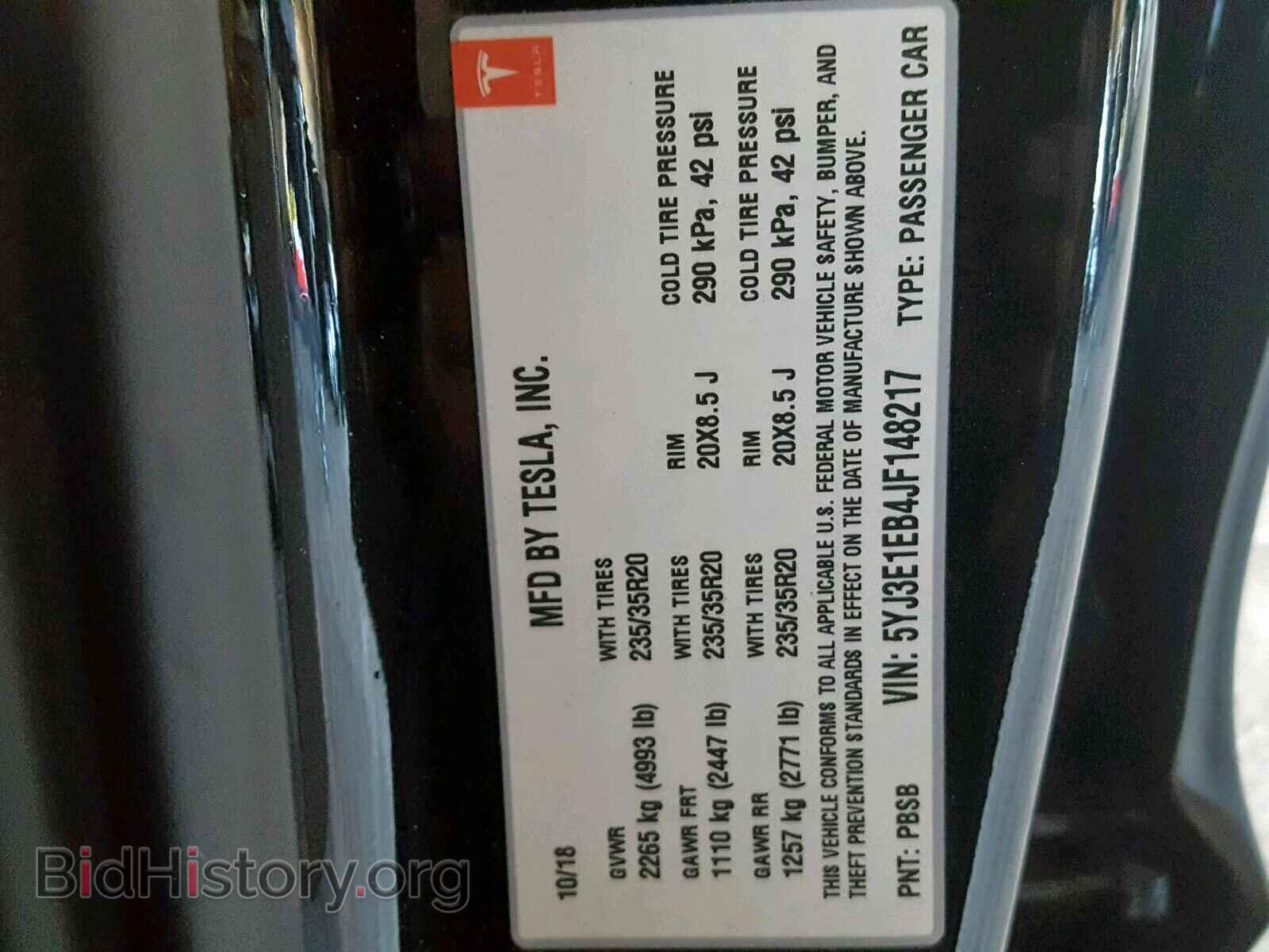 2018 TESLA MODEL 3 - VIN: 5YJ3E1EB4JF148217 - Фото 10