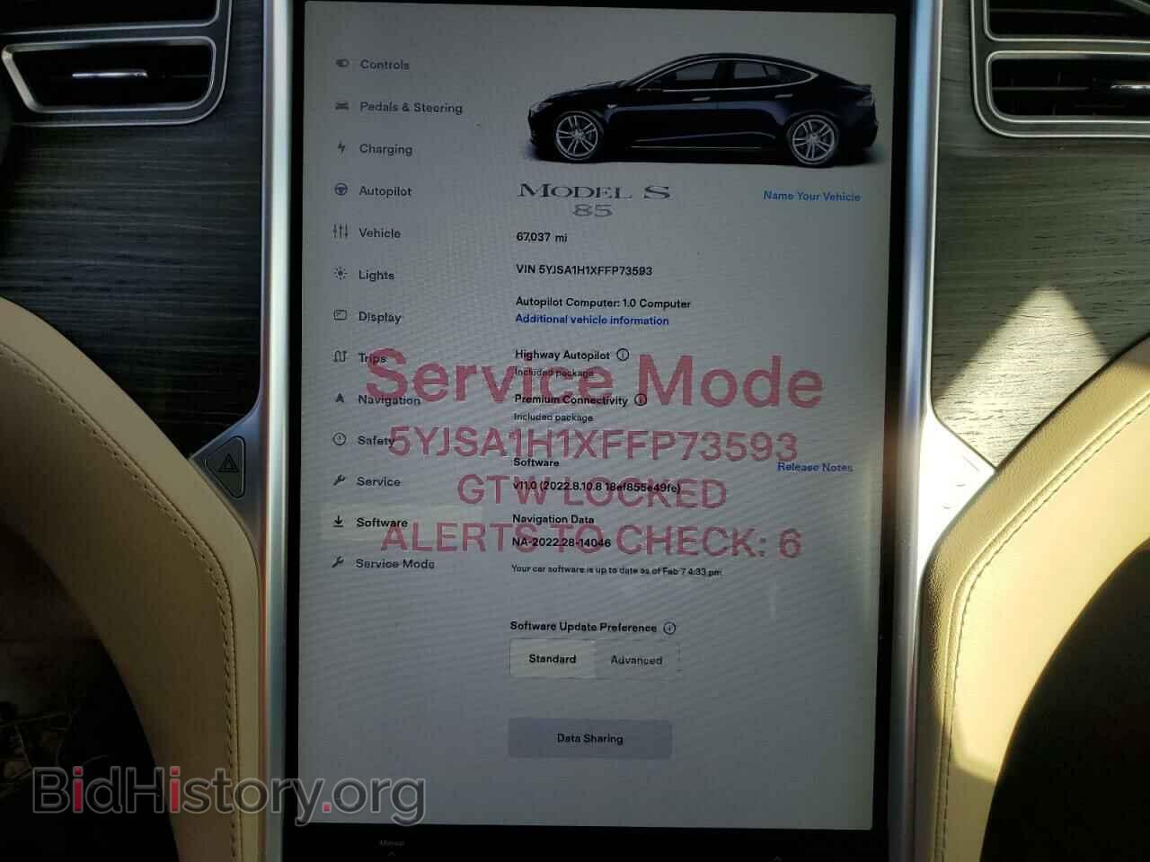 2015 TESLA MODEL S - VIN: 5YJSA1H1XFFP73593 - Фото 9