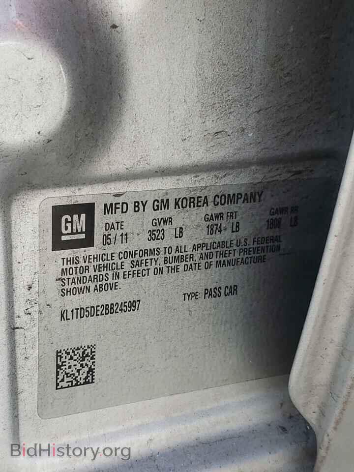 2011 CHEVROLET AVEO - VIN: KL1TD5DE2BB245997 - Фото 10