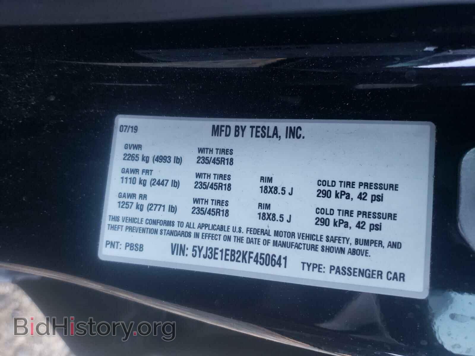 2019 TESLA MODEL 3 - VIN: 5YJ3E1EB2KF450641 - Photo 10