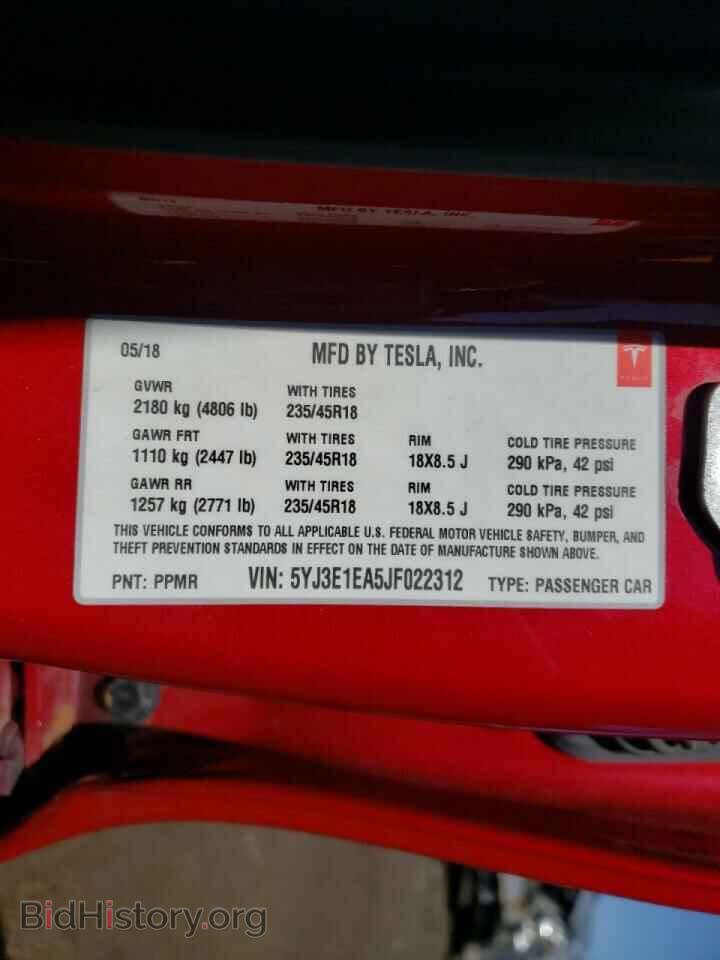 2018 TESLA MODEL 3 - VIN: 5YJ3E1EA5JF022312 - Фото 10