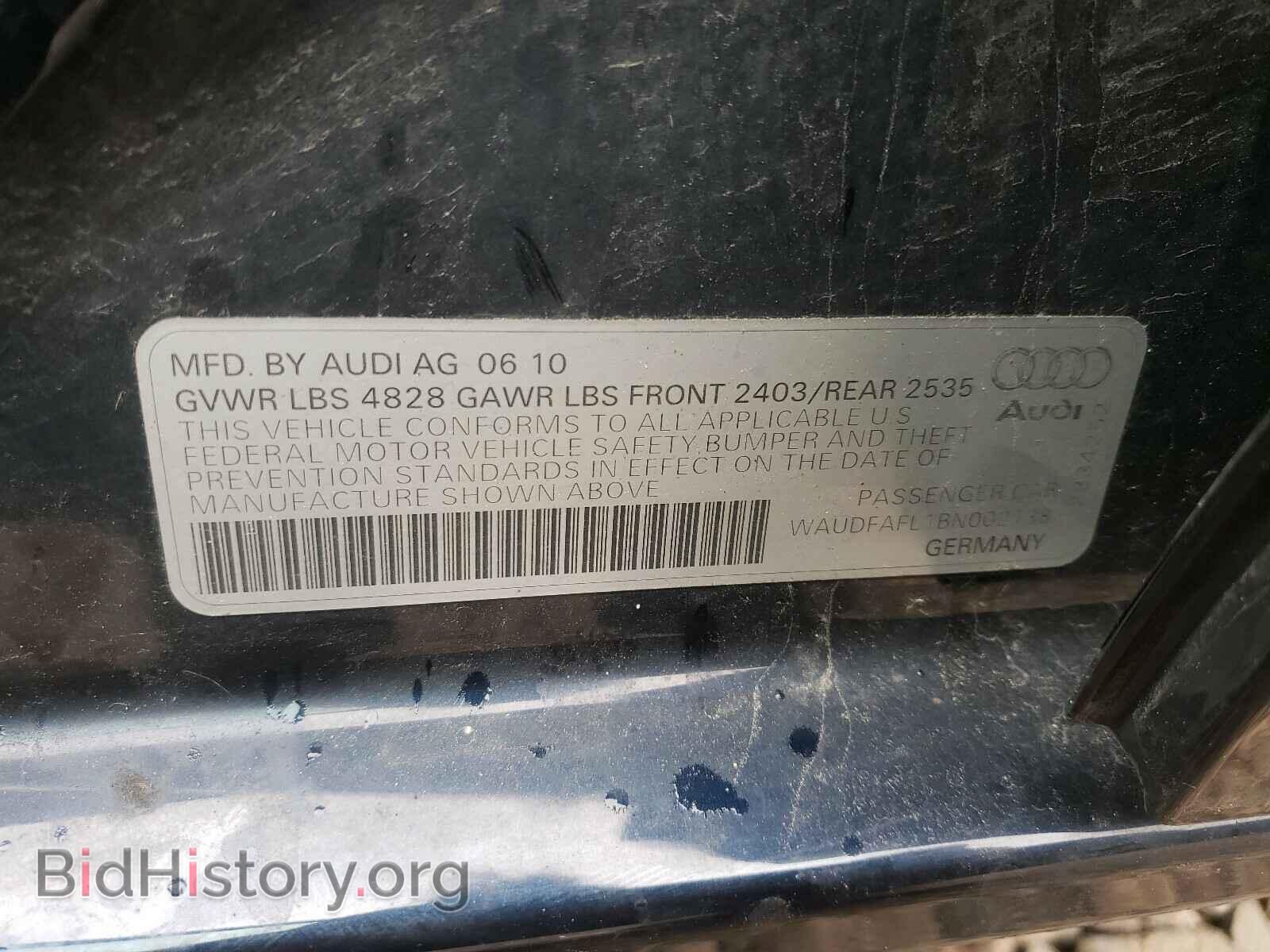 2011 AUDI A4 - VIN: WAUDFAFL1BN002138 - Фото 10