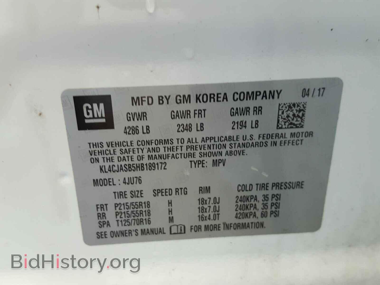 2017 BUICK ENCORE - VIN: KL4CJASB5HB189172 - Фото 10