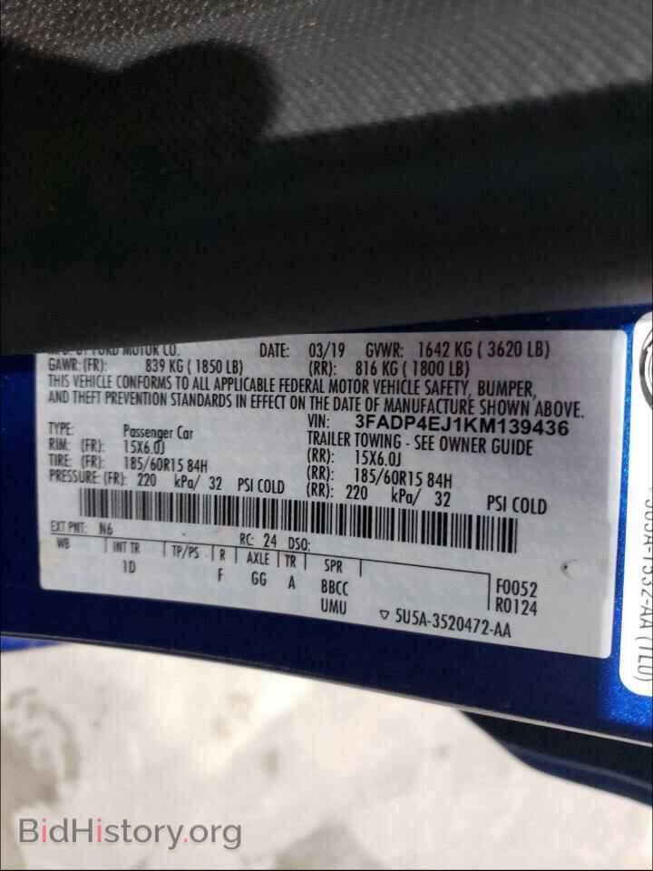 2019 FORD FIESTA - VIN: 3FADP4EJ1KM139436 - Фото 10