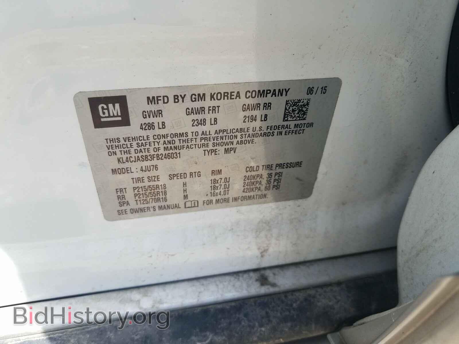 2015 BUICK ENCORE - VIN: KL4CJASB3FB246031 - Photo 10