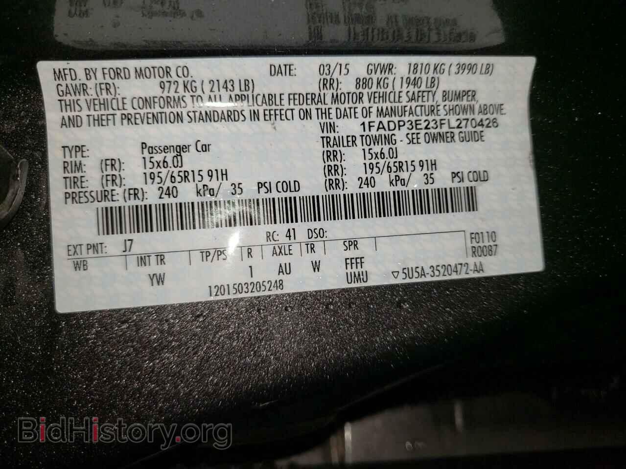 2015 FORD FOCUS - VIN: 1FADP3E23FL270426 - Фото 10