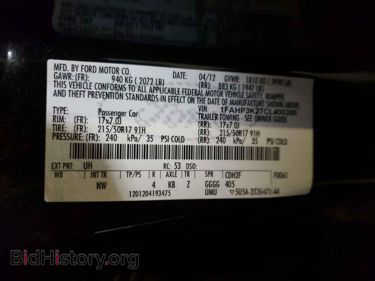 2012 FORD FOCUS - VIN: 1FAHP3K27CL400385 - Фото 10