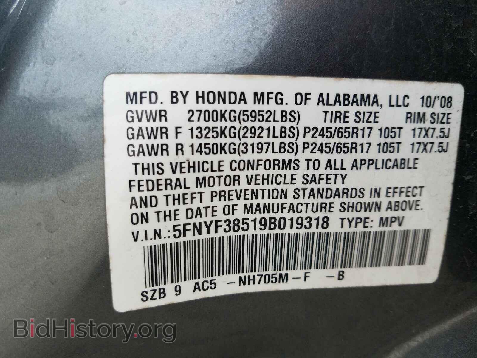 2009 HONDA PILOT - VIN: 5FNYF38519B019318 - Фото 10