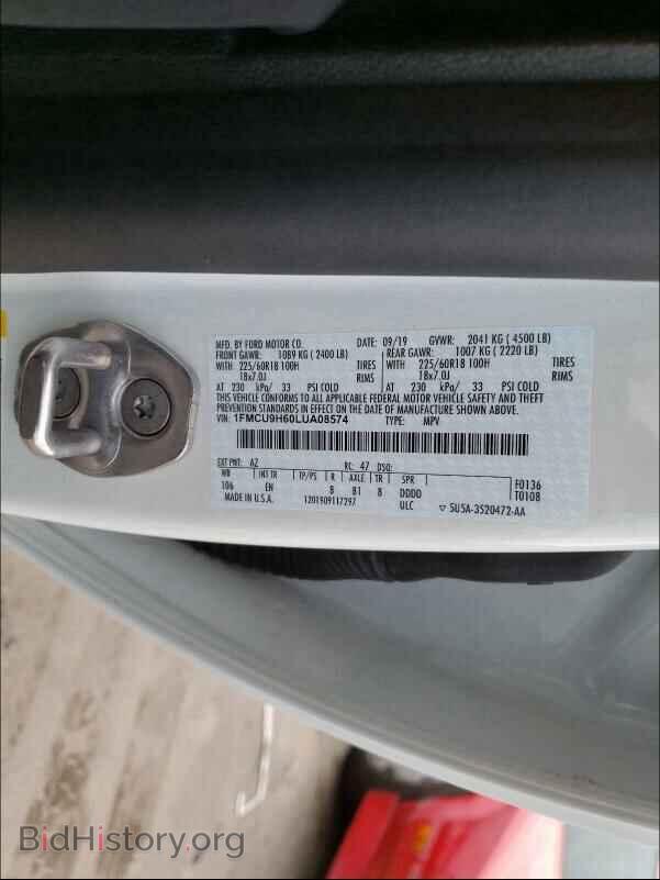 2020 FORD ESCAPE - VIN: 1FMCU9H60LUA08574 - Фото 10