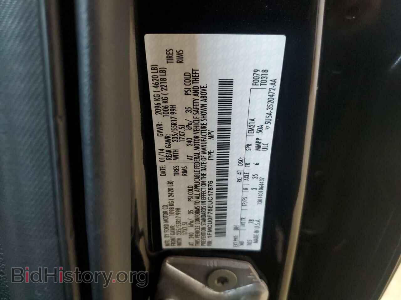 2014 FORD ESCAPE - VIN: 1FMCU0F76EUC17876 - Photo 13