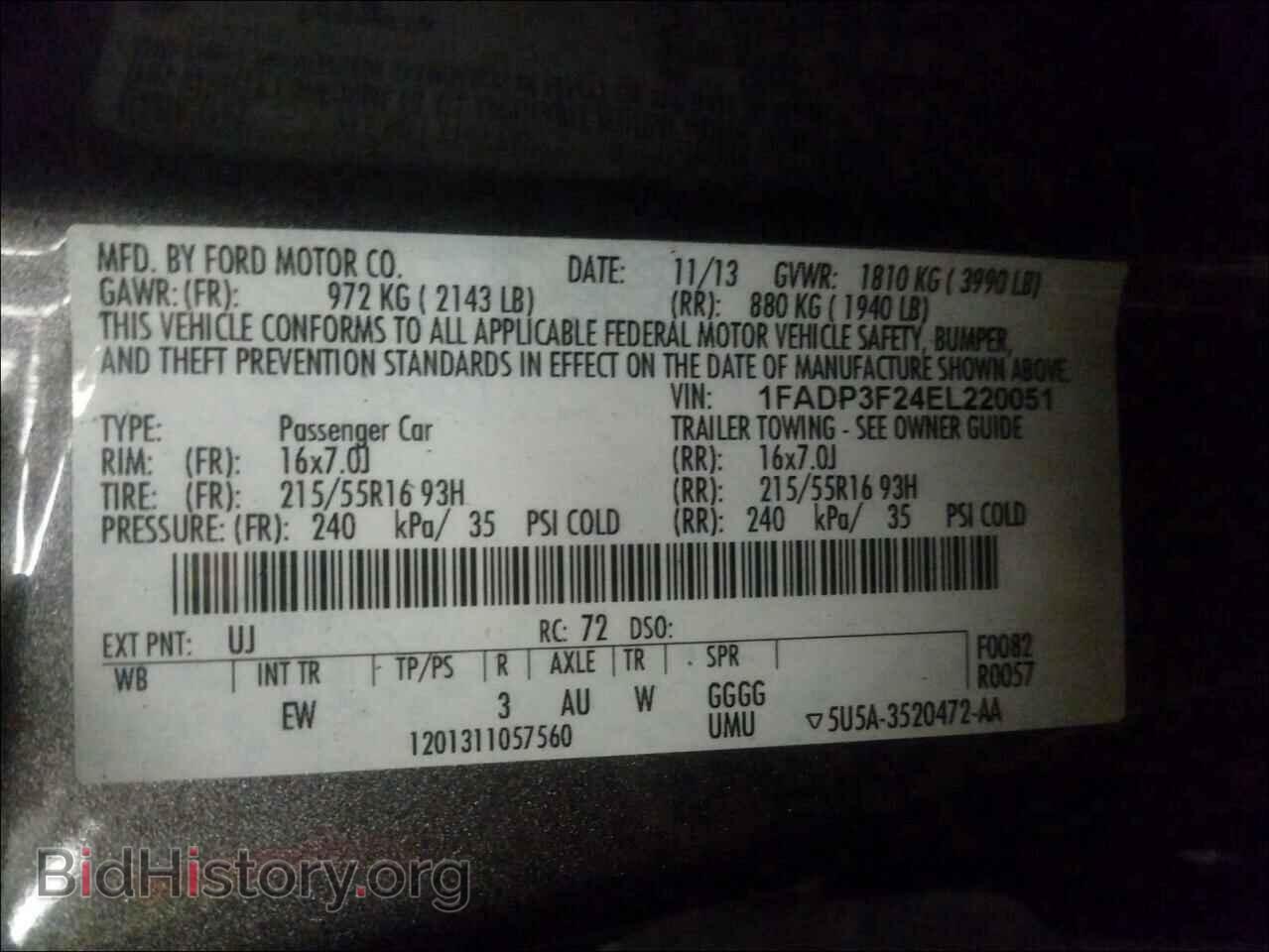 2014 FORD FOCUS - VIN: 1FADP3F24EL220051 - Фото 10