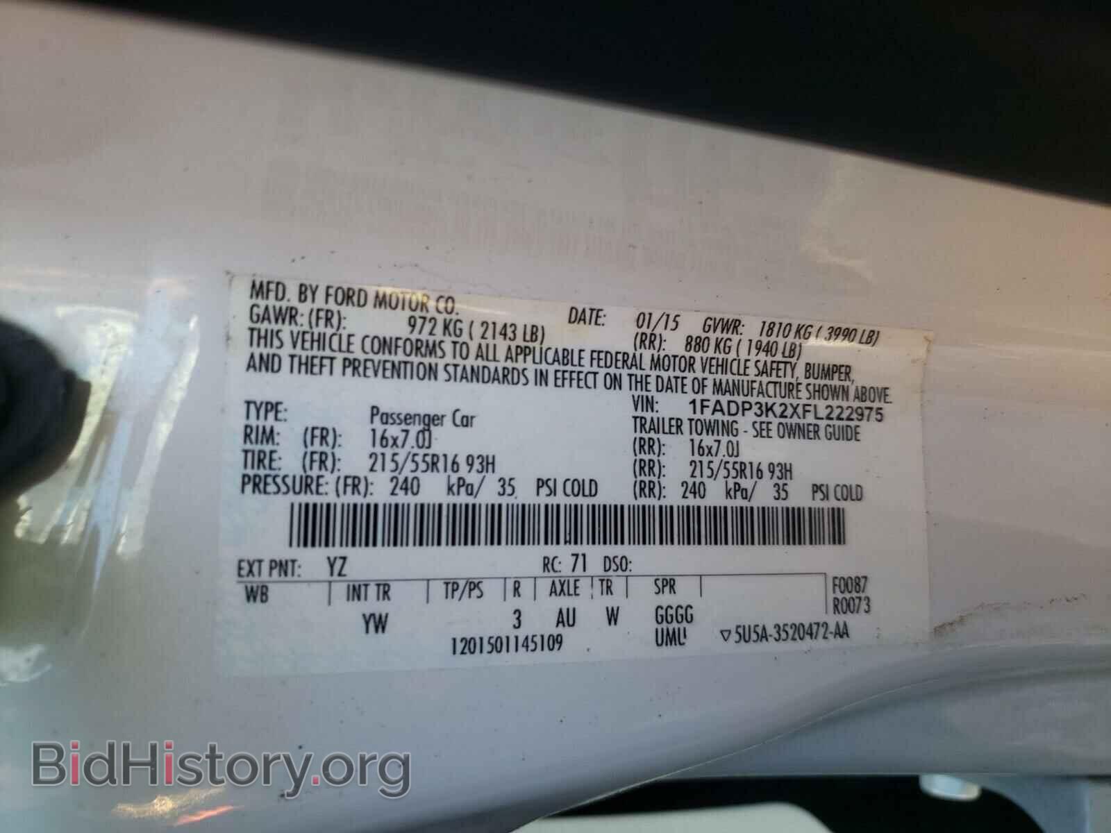 2015 FORD FOCUS - VIN: 1FADP3K2XFL222975 - Фото 10