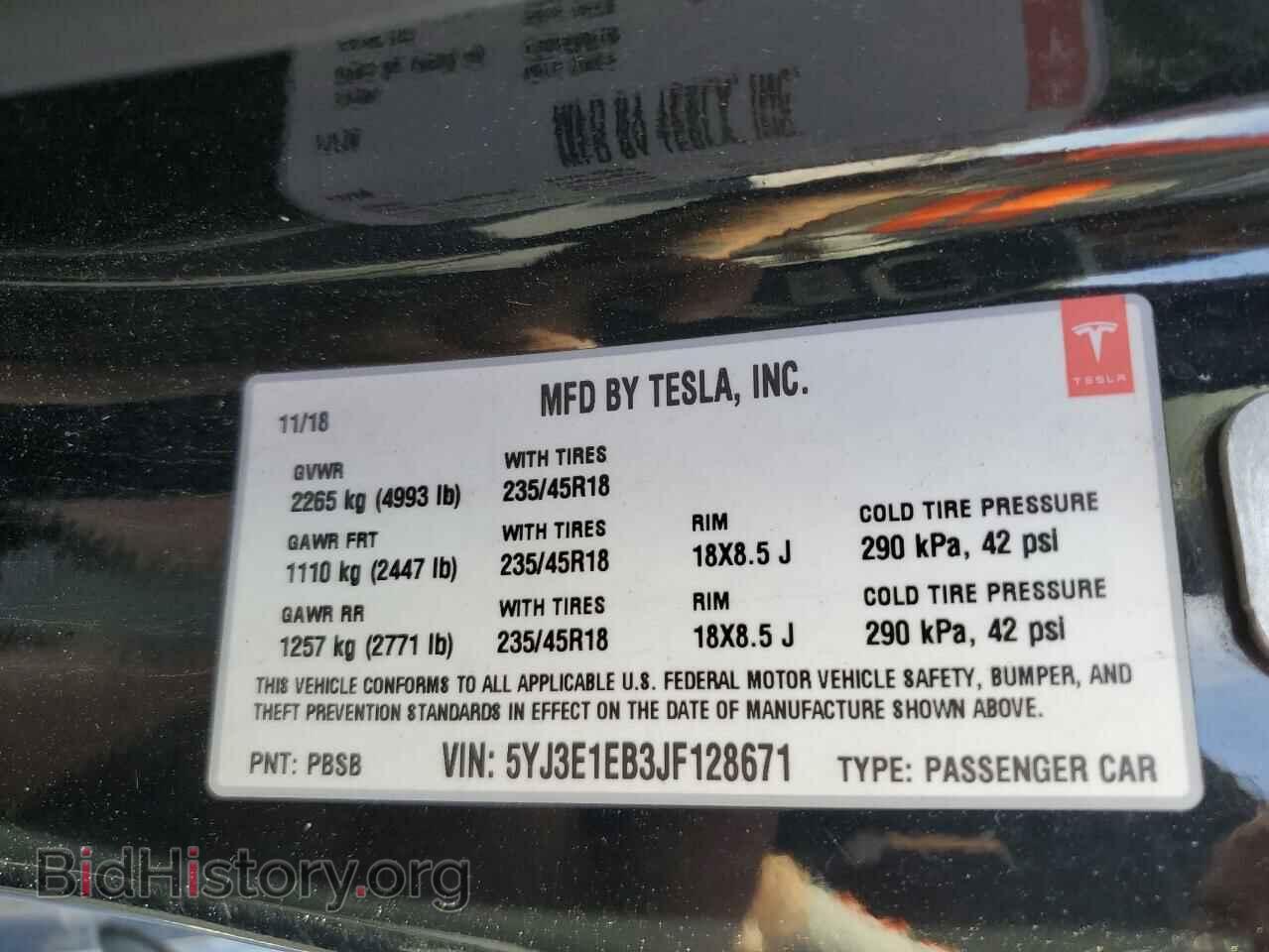2018 TESLA MODEL 3 - VIN: 5YJ3E1EB3JF128671 - Photo 12