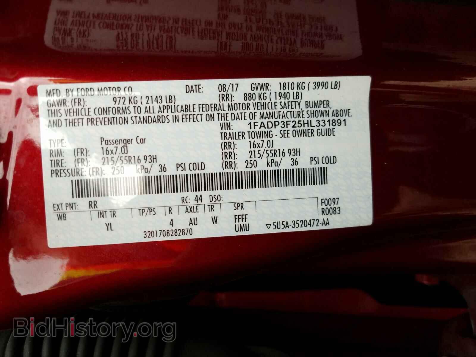 2017 FORD FOCUS - VIN: 1FADP3F25HL331891 - Фото 10