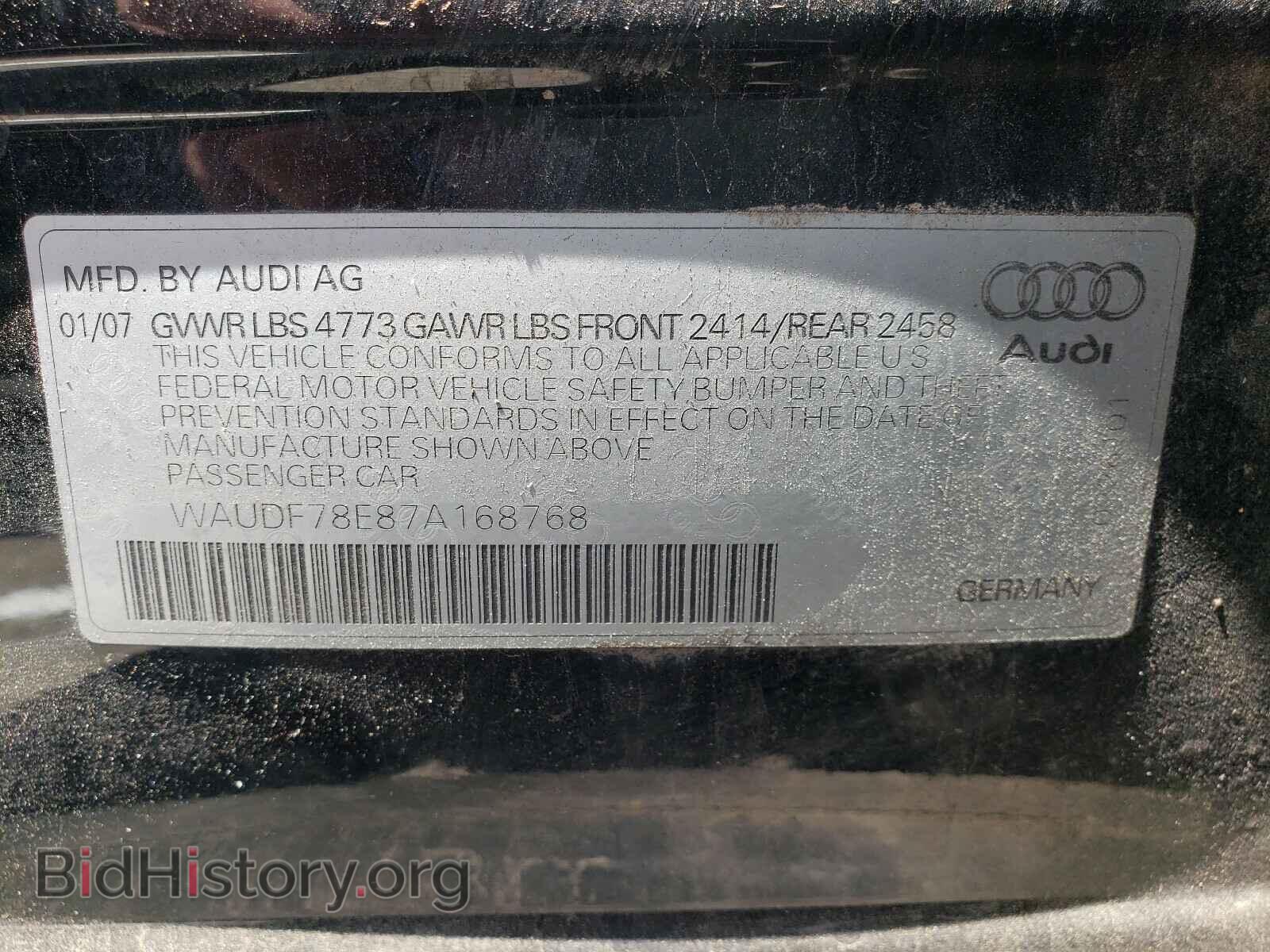 2007 AUDI A4 - VIN: WAUDF78E87A168768 - Photo 10