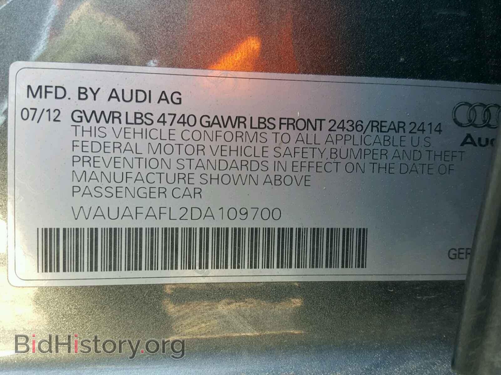 2013 AUDI A4 - VIN: WAUAFAFL2DA109700 - Фото 10