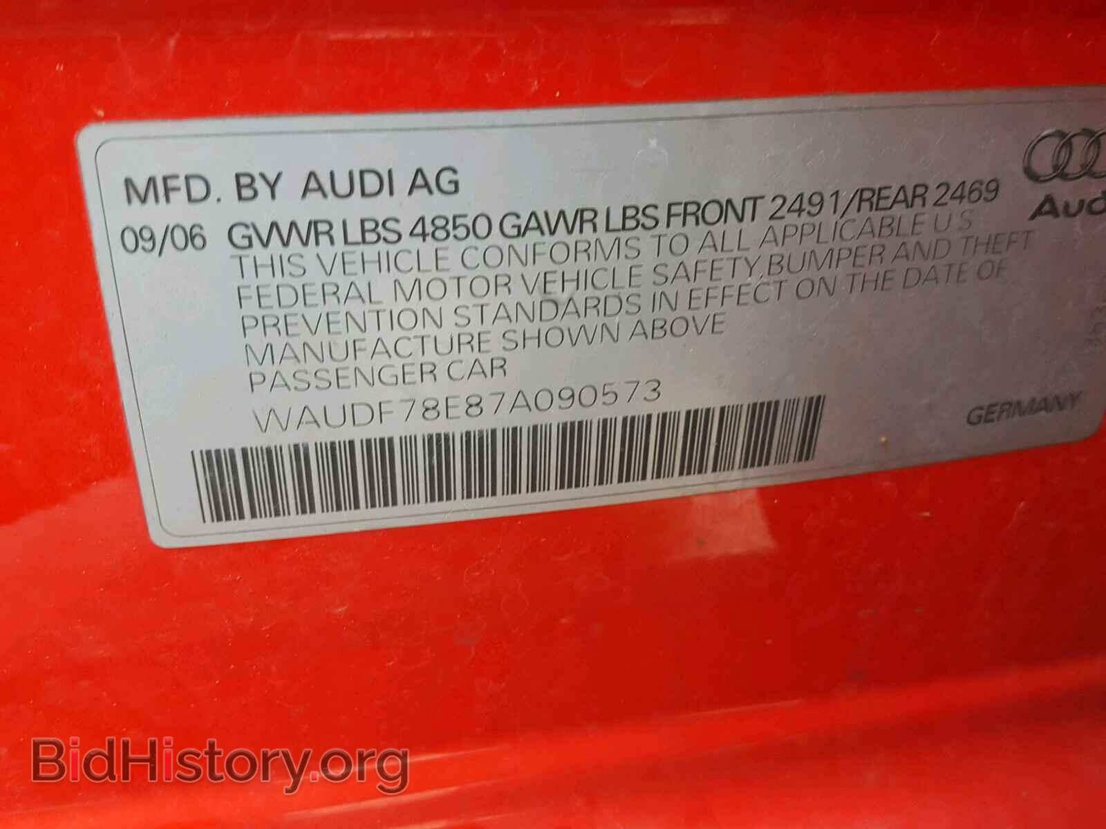 2007 AUDI A4 - VIN: WAUDF78E87A090573 - Фото 10