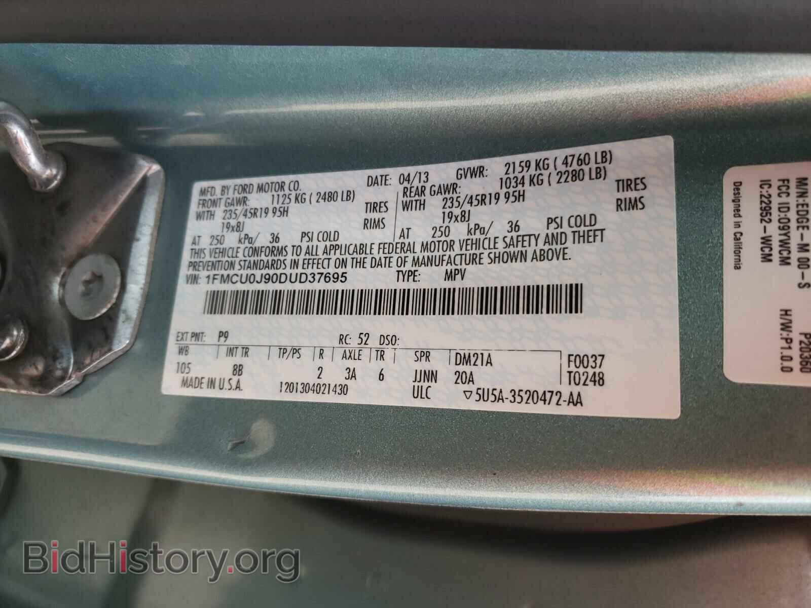 2013 FORD ESCAPE - VIN: 1FMCU0J90DUD37695 - Фото 10