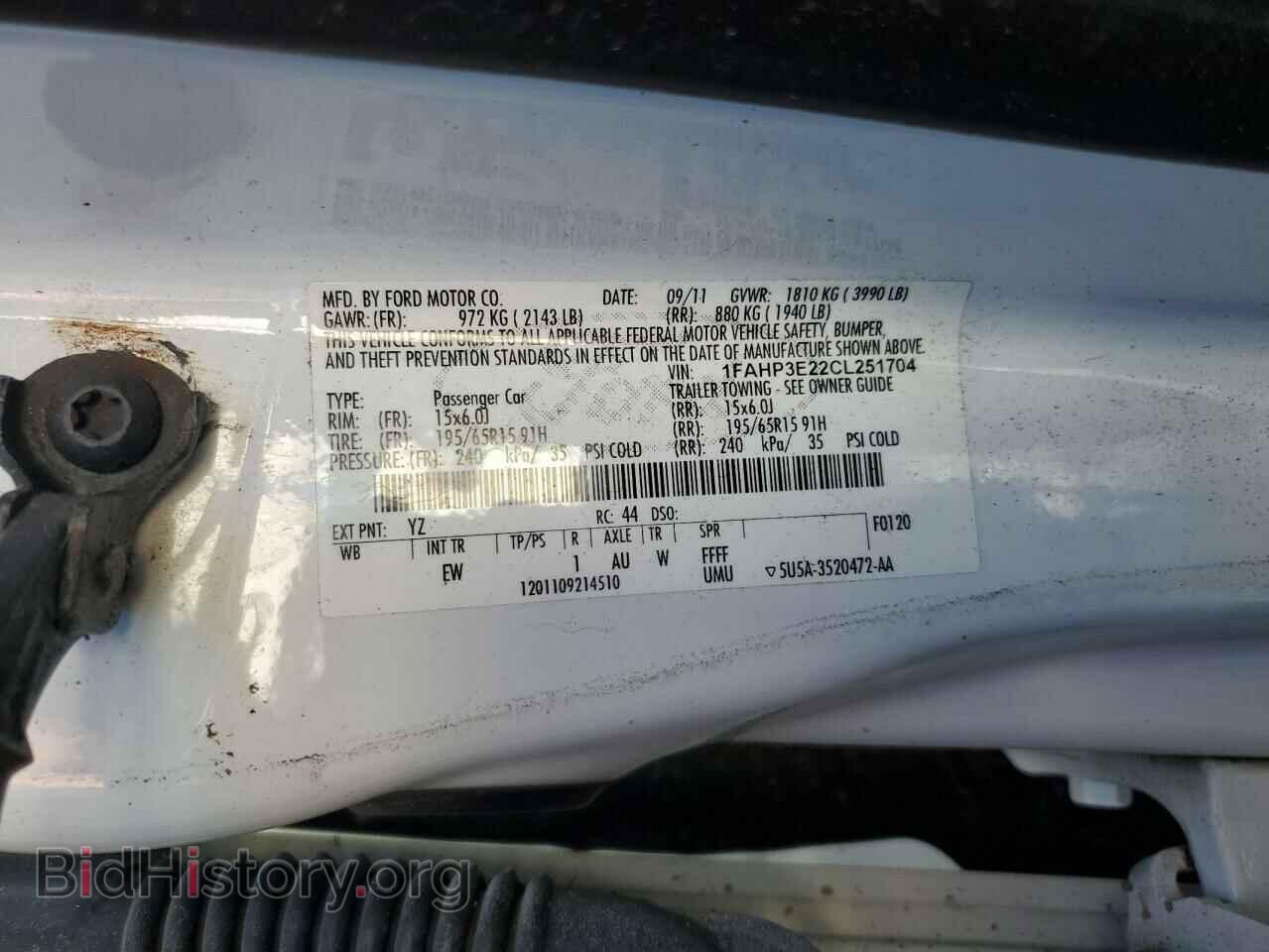 2012 FORD FOCUS - VIN: 1FAHP3E22CL251704 - Фото 13